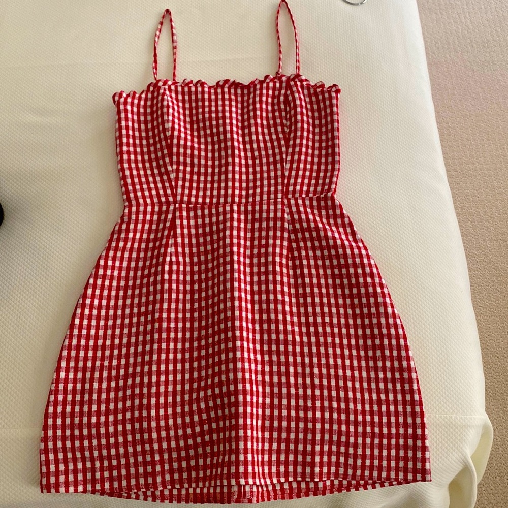 Reformation Red and White Gingham Mini Dress